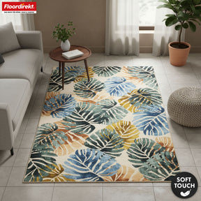 Amazonia Area Rug | Modern Leaf Design Carpet | Non-slip, Durable & Easy to Clean | Available in Various Sizes