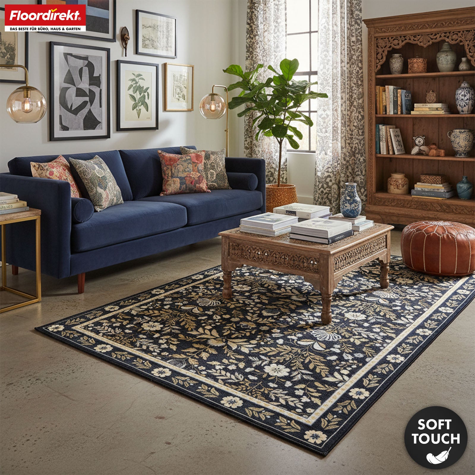 Area Rug | Aristo | Elegant Carpet with Classic Floral Design | Non-Slip, Durable & Easy to Clean | Available in Various Sizes