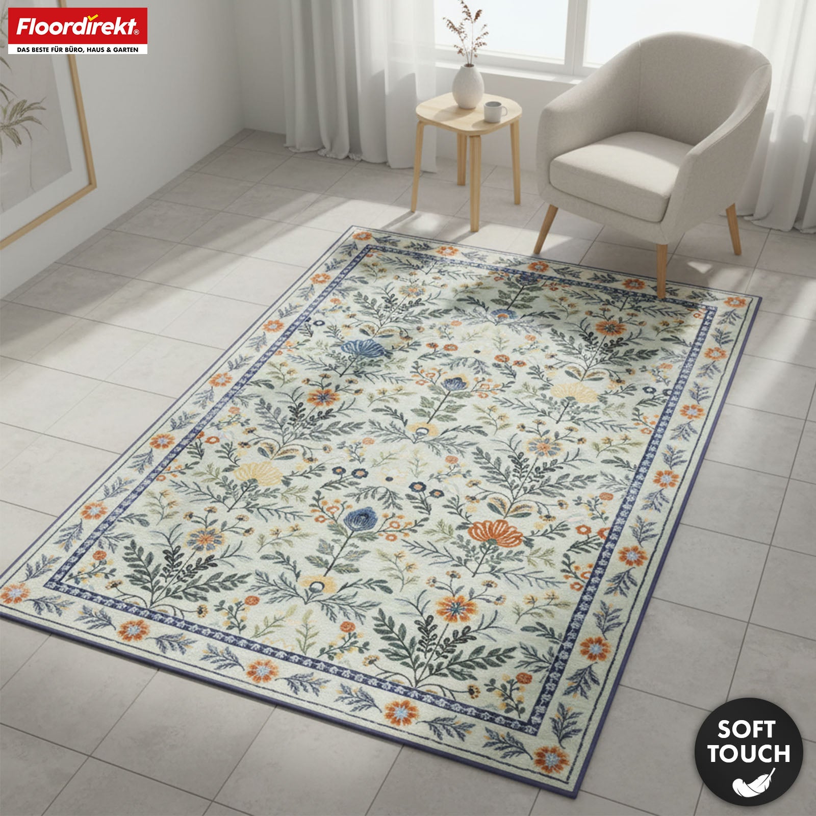 Area Rug | Cascada | Elegant Floral Design Rug in Harmonious Colors | Non-Slip, Durable & Easy to Clean | Available in Various Sizes