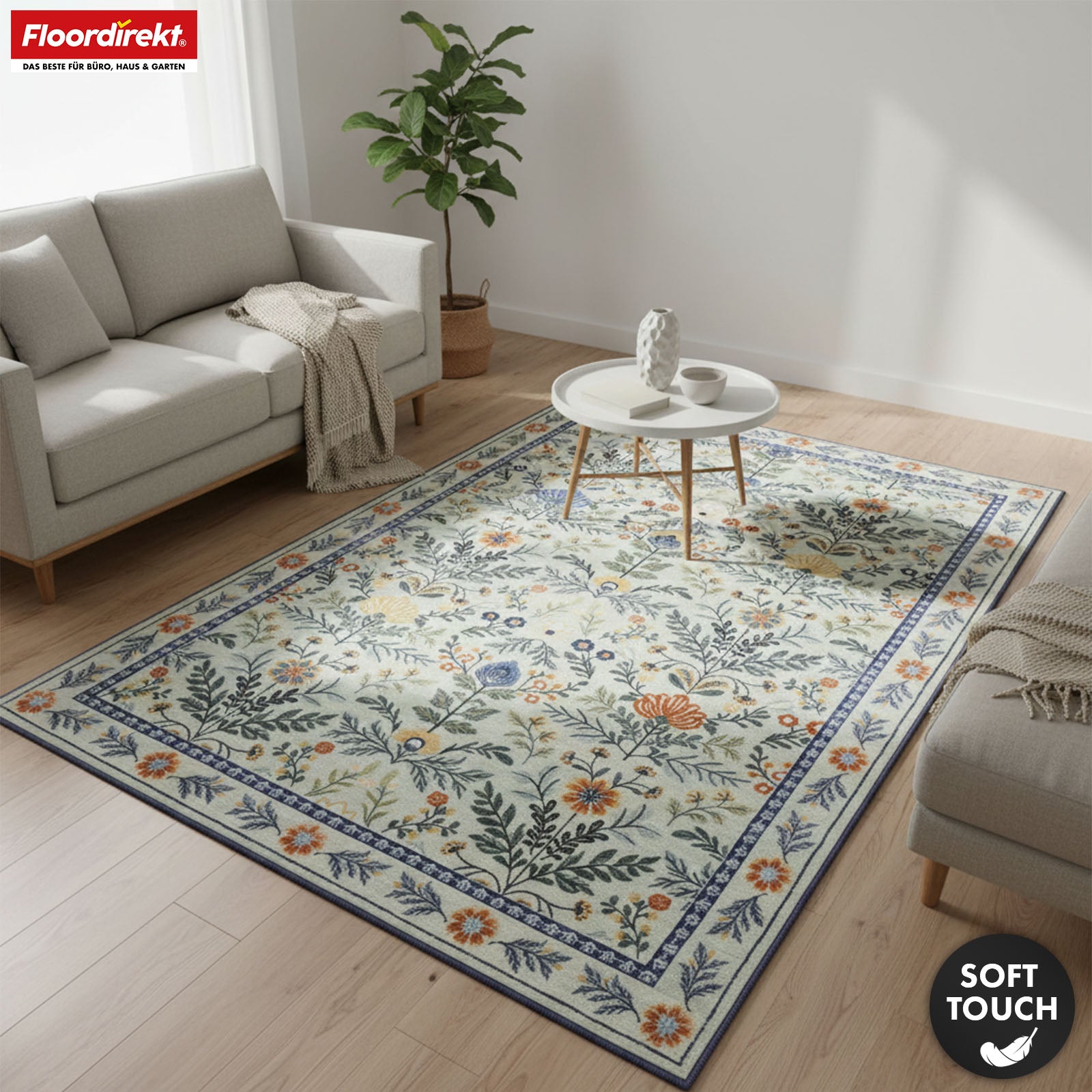 Area Rug | Cascada | Elegant Floral Design Rug in Harmonious Colors | Non-Slip, Durable & Easy to Clean | Available in Various Sizes