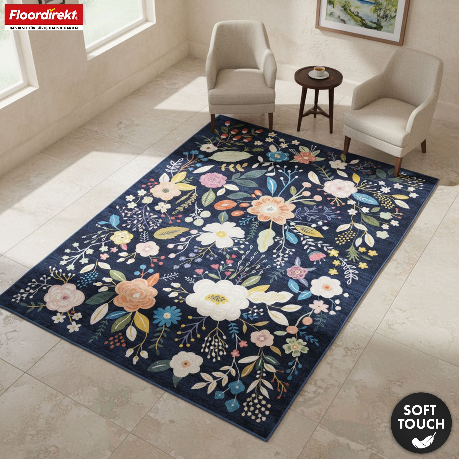 Area Rug | Damaskus | Modern Rug with Floral Design | Non-Slip, Durable & Easy to Clean | Available in Multiple Sizes