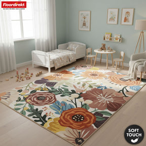 Area Rug | Fleur | Modern Rug with Colorful Floral Design | Non-Slip, Durable & Easy to Clean | Available in Various Sizes