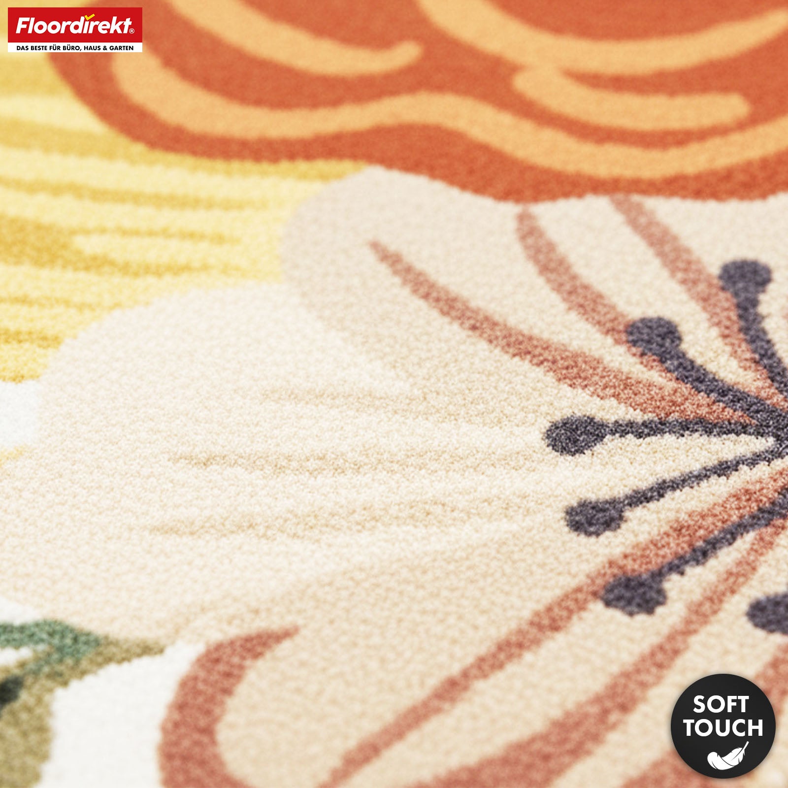 Area Rug | Fleur | Modern Rug with Colorful Floral Design | Non-Slip, Durable & Easy to Clean | Available in Various Sizes