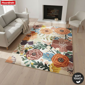 Area Rug | Fleur | Modern Rug with Colorful Floral Design | Non-Slip, Durable & Easy to Clean | Available in Various Sizes