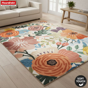 Area Rug | Fleur | Modern Rug with Colorful Floral Design | Non-Slip, Durable & Easy to Clean | Available in Various Sizes