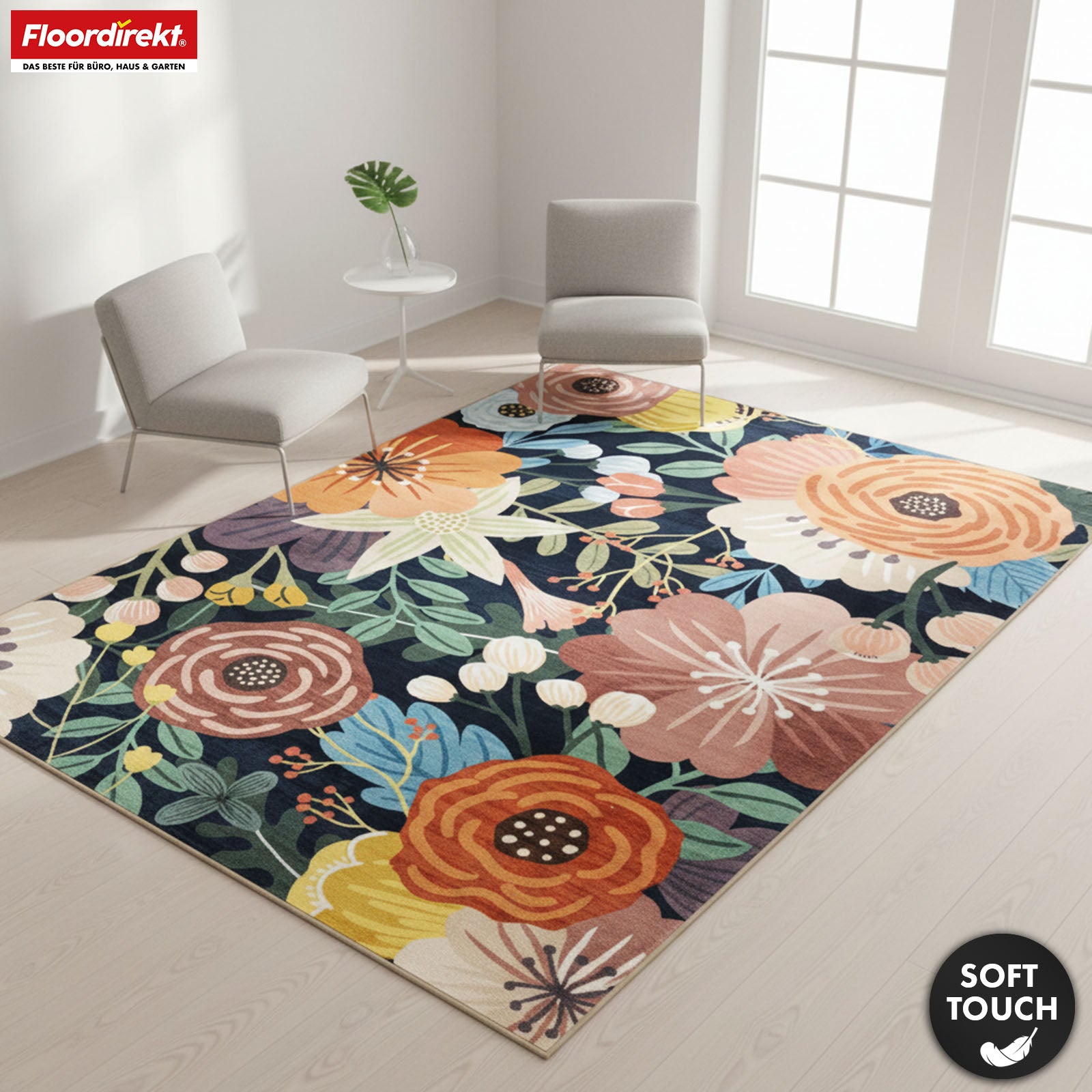 Area Rug | Tropica | Modern Rug with Tropical Floral Pattern | Non-Slip, Durable & Easy to Clean | Available in Various Sizes
