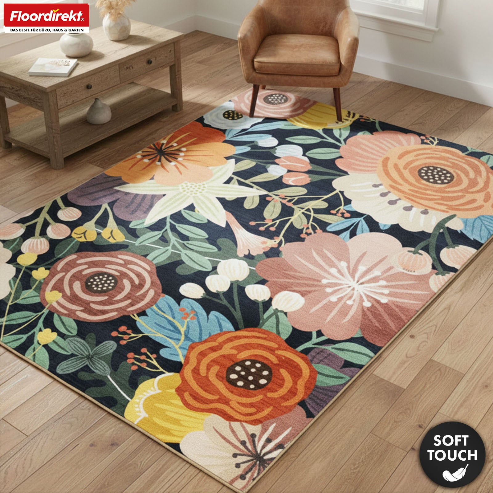 Area Rug | Tropica | Modern Rug with Tropical Floral Pattern | Non-Slip, Durable & Easy to Clean | Available in Various Sizes