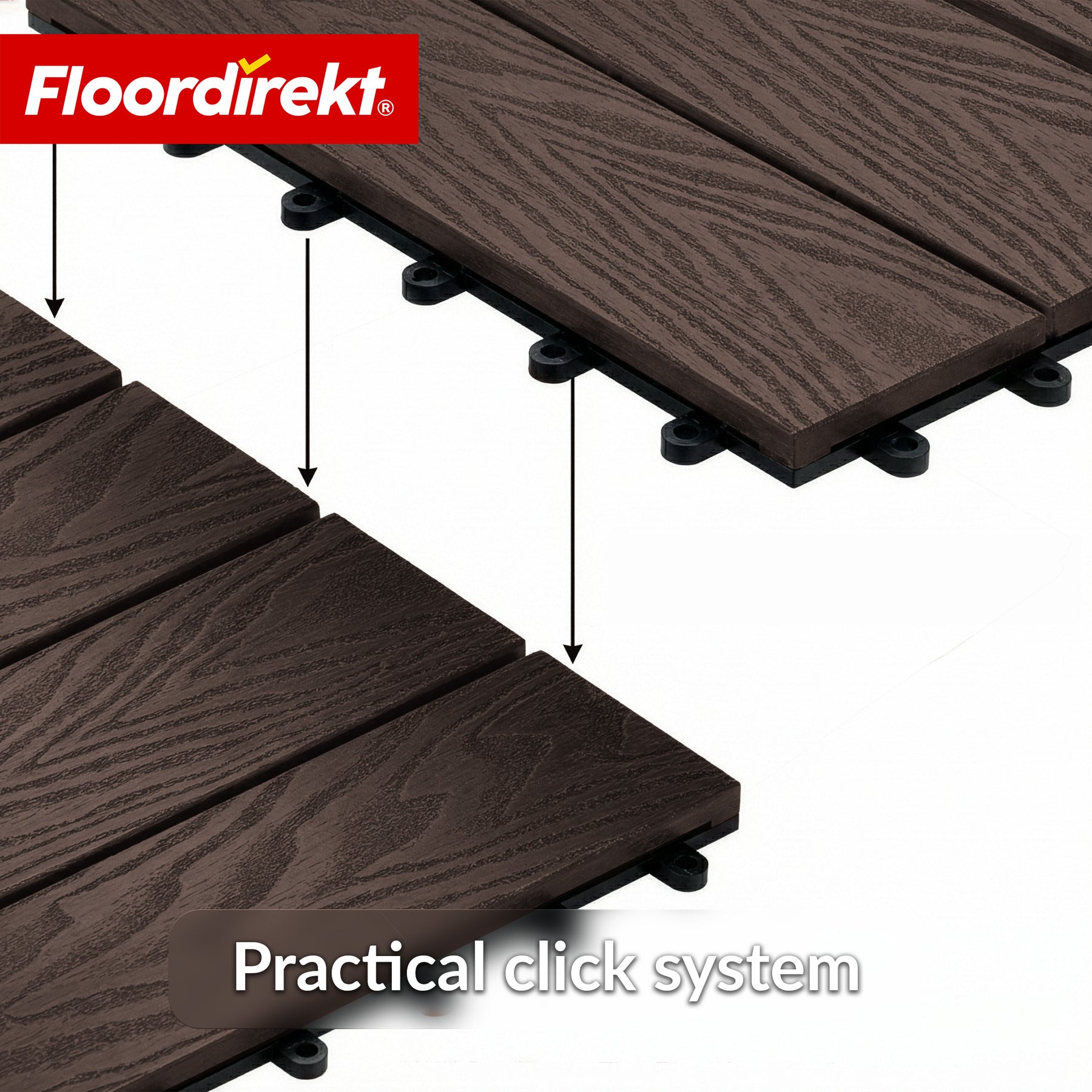 WPC Deck Tile | Noble 3D | Modern Click Tile 30 x 30 cm for Balcony & Terrace