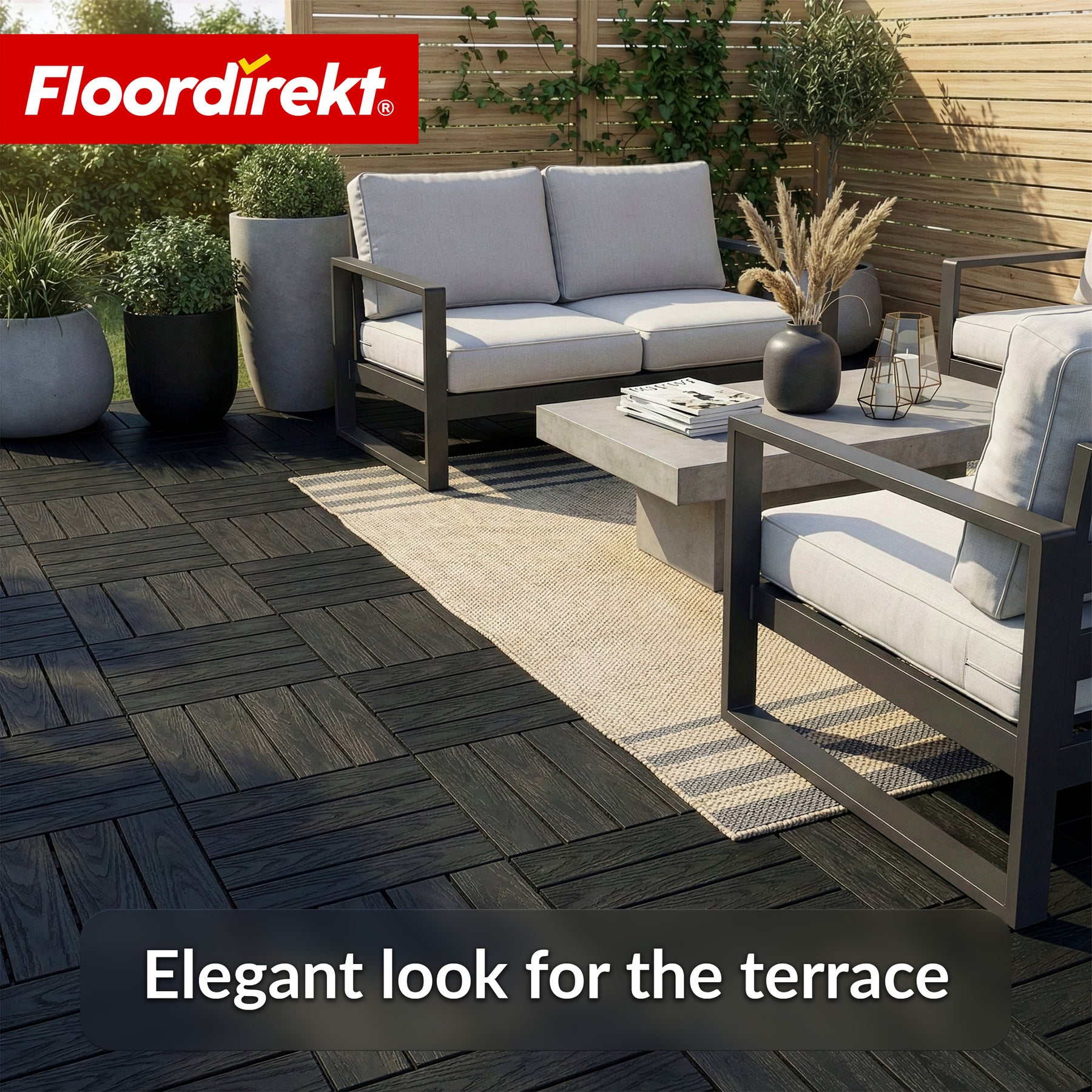 WPC Deck Tile | Noble 3D | Modern Click Tile 30 x 30 cm for Balcony & Terrace