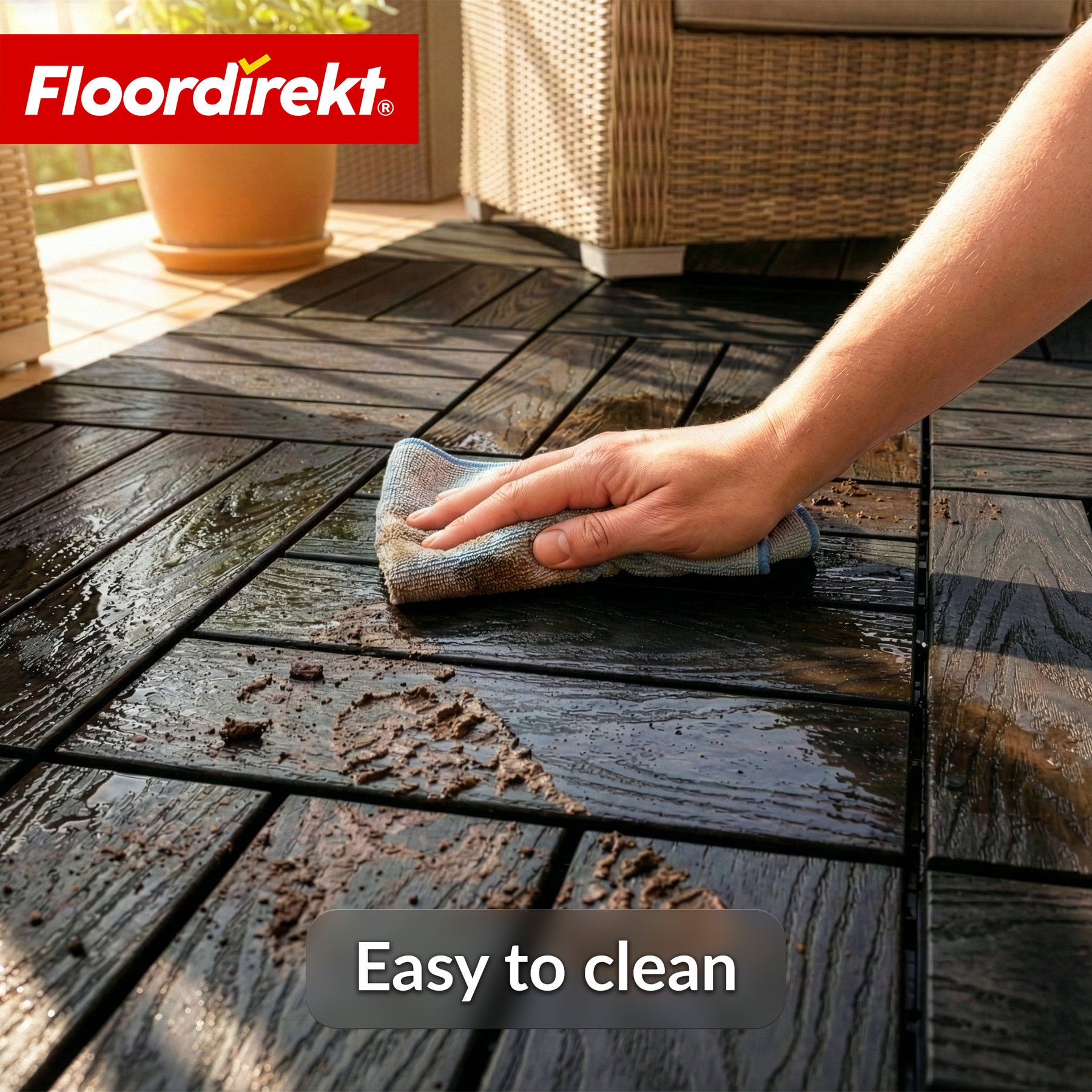 WPC Deck Tile | Noble 3D | Modern Click Tile 30 x 30 cm for Balcony & Terrace