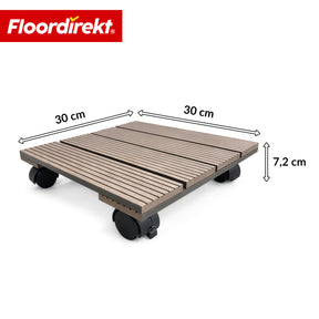 WPC Plant Caddy | Marquis | Plant Trolley 30 x 30 cm | 360° Swivel Castors with Brake | Load Capacity up to 80 kg
