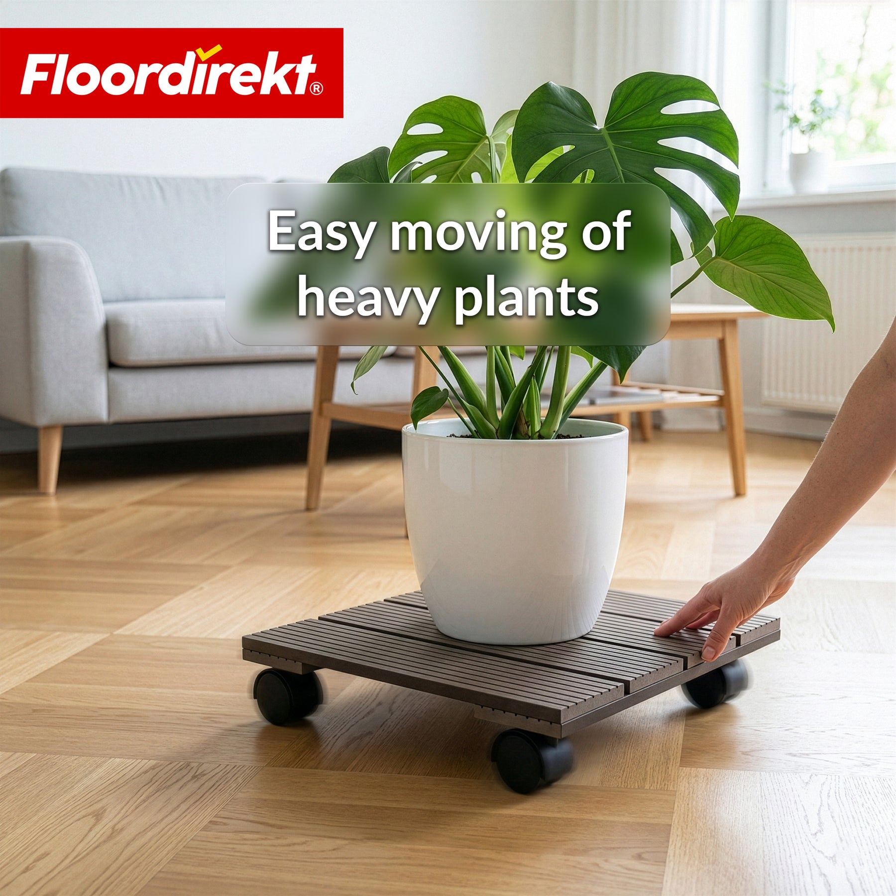 WPC Plant Caddy | Marquis | Plant Trolley 30 x 30 cm | 360° Swivel Castors with Brake | Load Capacity up to 80 kg