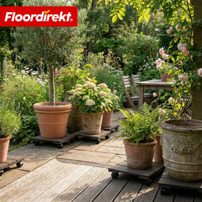 WPC Plant Caddy | Marquis | Plant Trolley 30 x 30 cm | 360° Swivel Castors with Brake | Load Capacity up to 80 kg