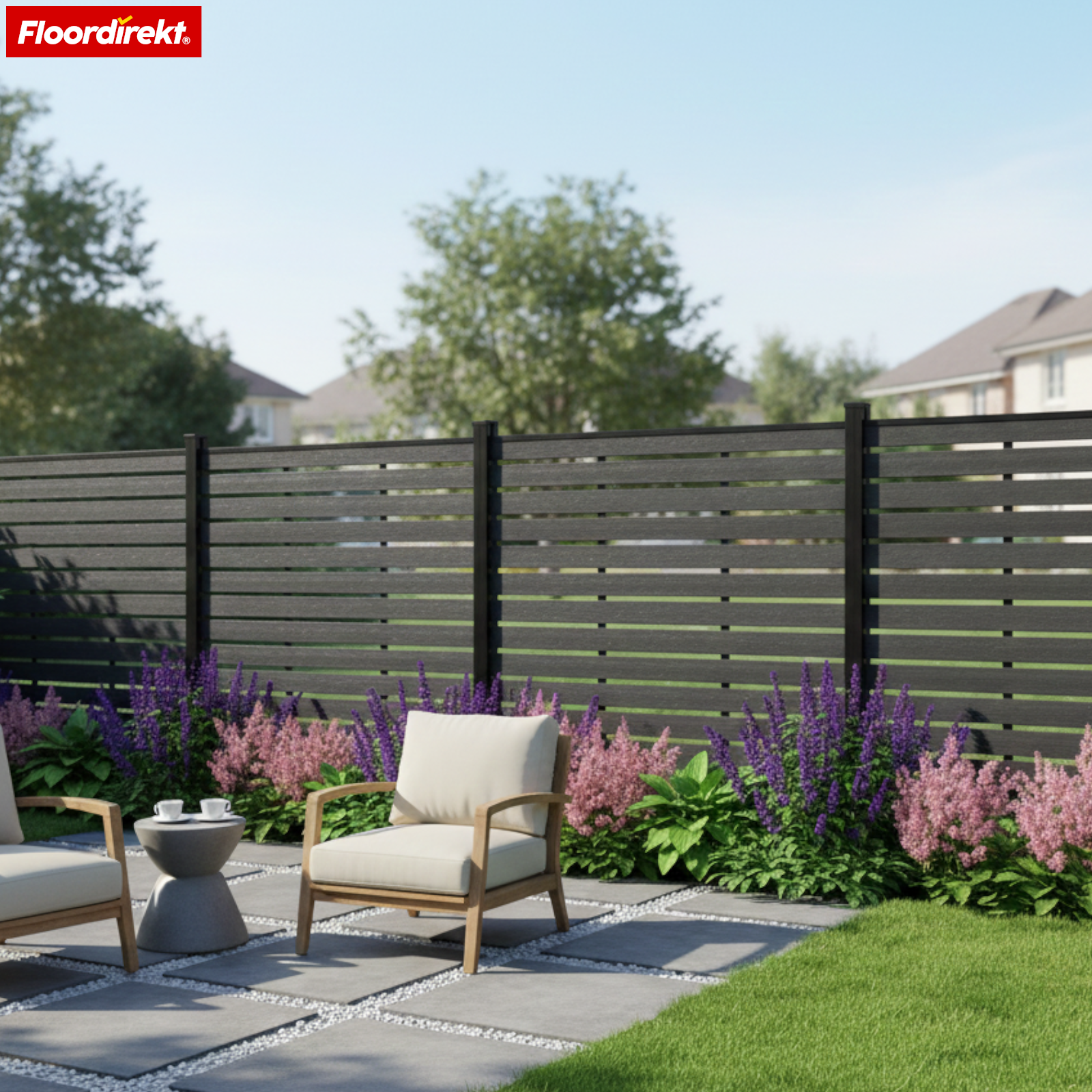 WPC Privacy Fence | Capri | 180x180 cm Black | UV-stable, weather-resistant & low-maintenance with aluminum posts