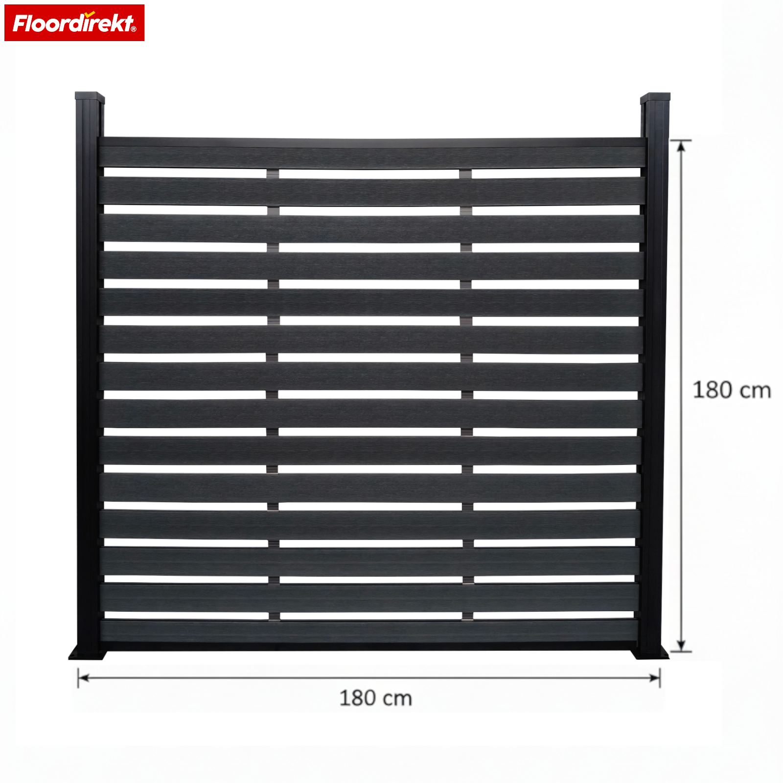 WPC Privacy Fence | Capri | 180x180 cm Black | UV-stable, weather-resistant & low-maintenance with aluminum posts
