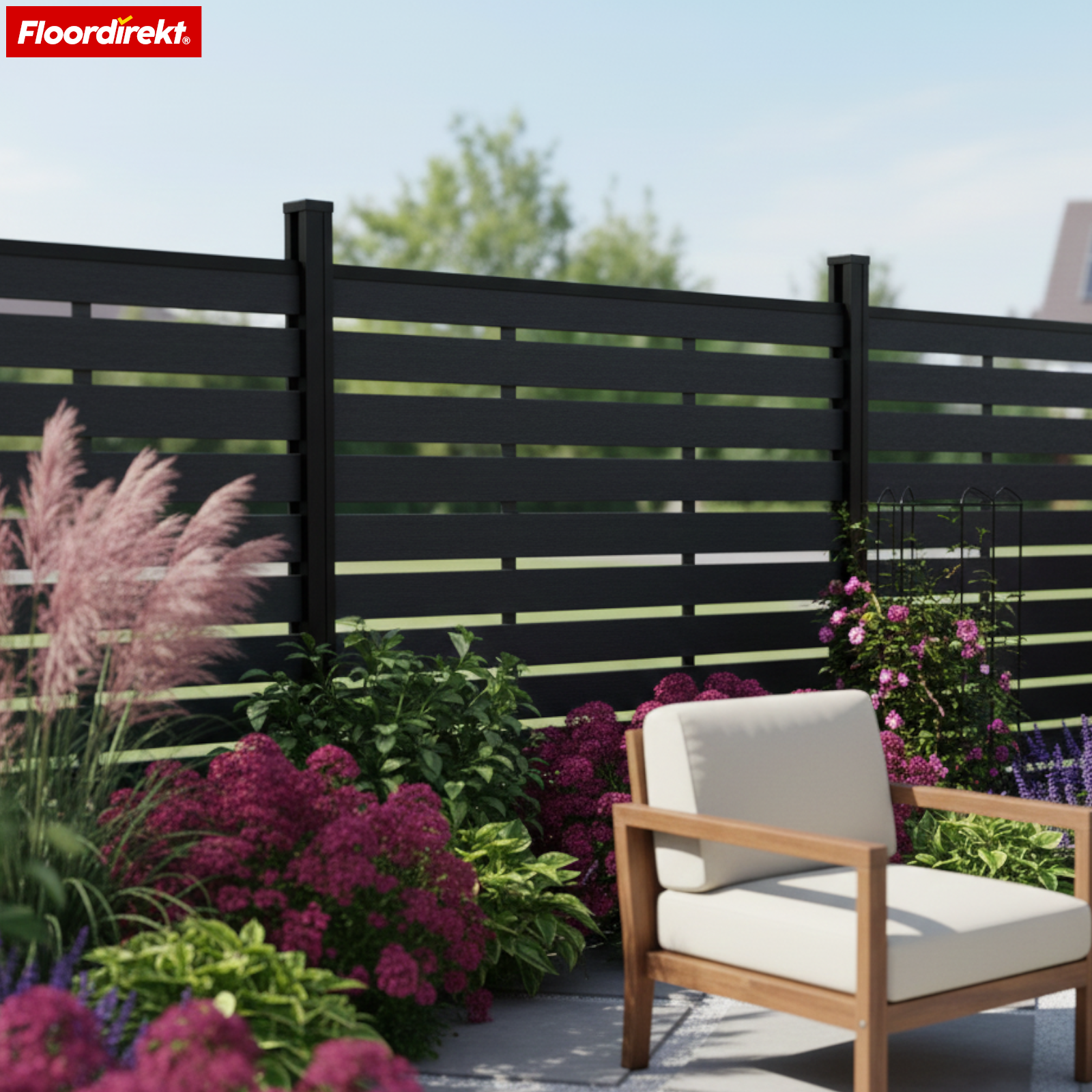 WPC Privacy Fence | Capri | 180x180 cm Black | UV-stable, weather-resistant & low-maintenance with aluminum posts
