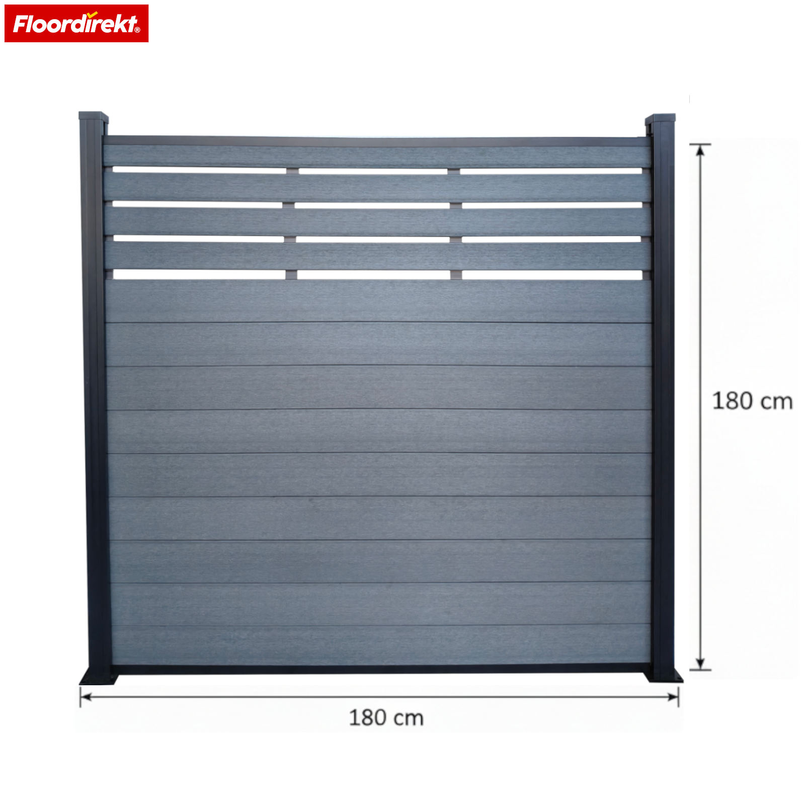 WPC Privacy Fence | Elba | 180x180 cm Anthracite | Weatherproof, UV-resistant & low-maintenance with aluminum posts