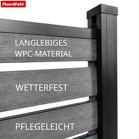 WPC Privacy Fence | Elba | 180x180 cm Anthracite | Weatherproof, UV-resistant & low-maintenance with aluminum posts