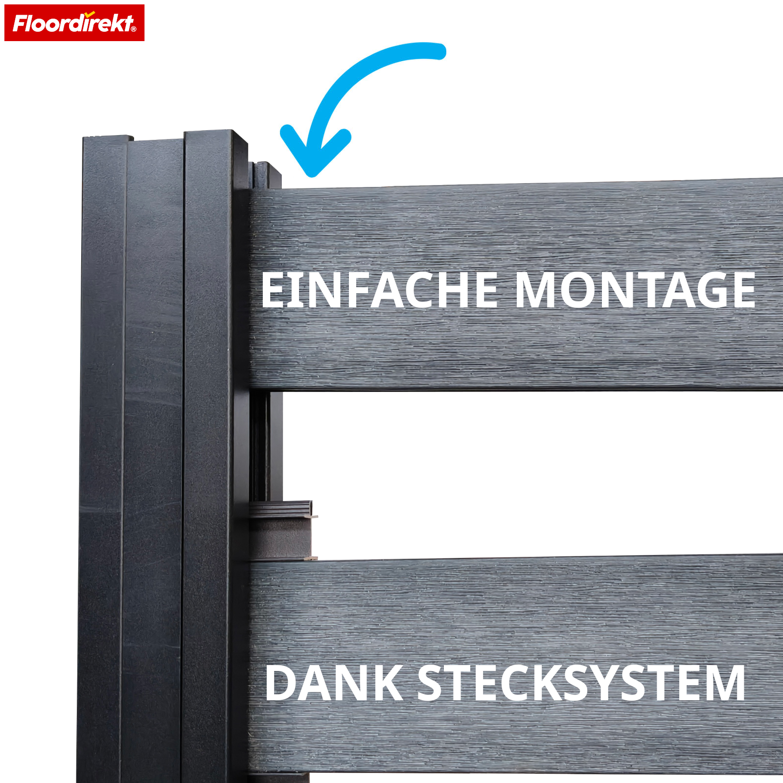 WPC Privacy Fence | Elba | 180x180 cm Anthracite | Weatherproof, UV-resistant & low-maintenance with aluminum posts