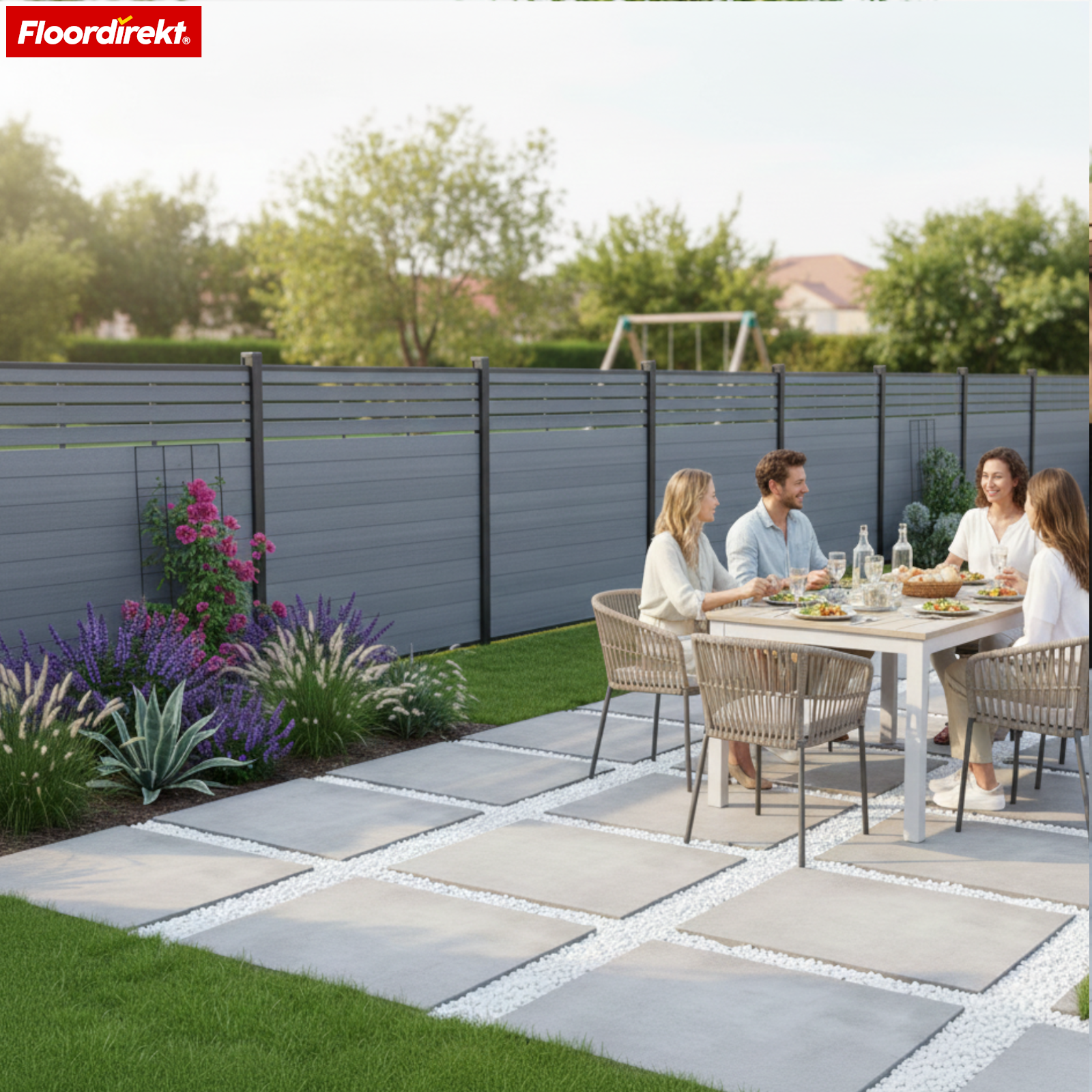 WPC Privacy Fence | Elba | 180x180 cm Anthracite | Weatherproof, UV-resistant & low-maintenance with aluminum posts