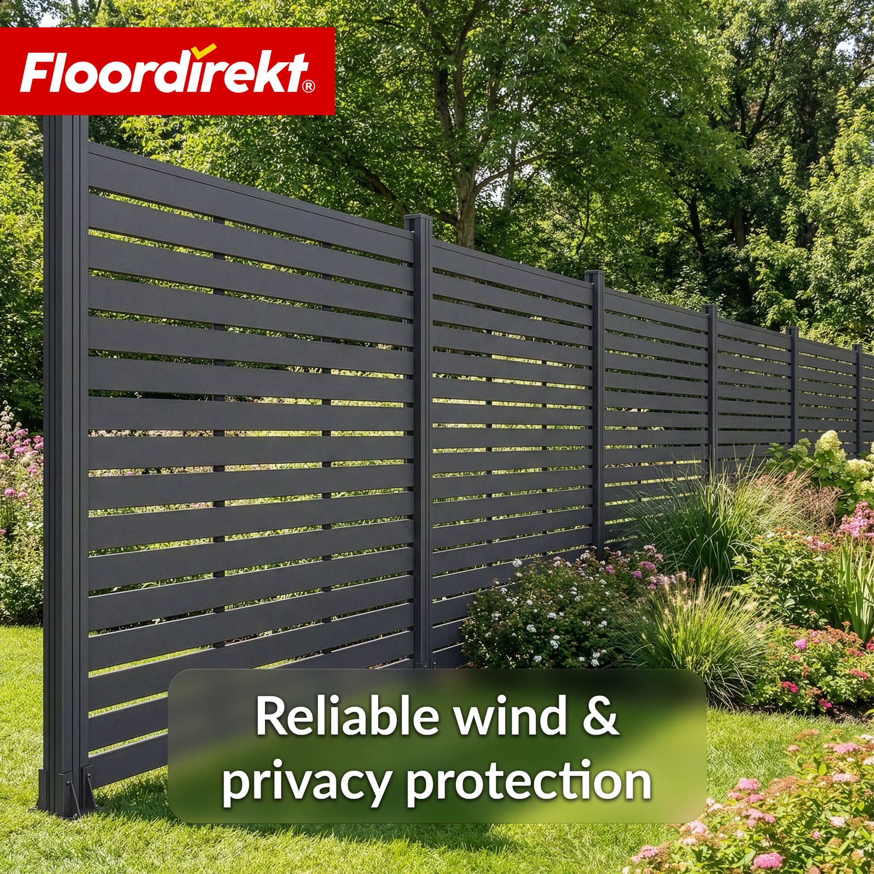 WPC Privacy Fence | Milos | 180 x 180 cm in Anthracite with Aluminium Posts