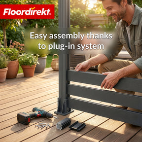 WPC Privacy Fence | Milos | 180 x 180 cm in Anthracite with Aluminium Posts