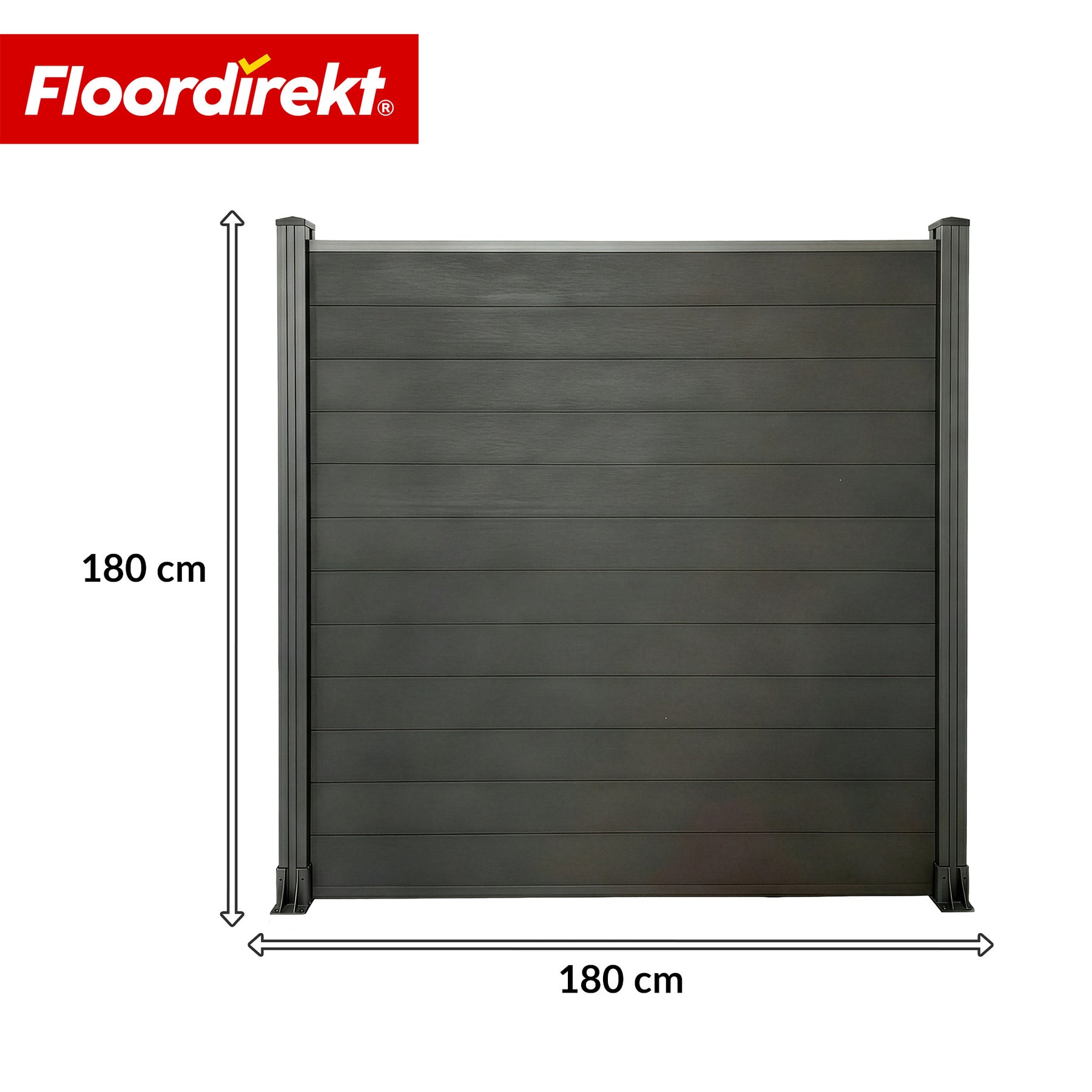 WPC Privacy Fence | Ponza | 180 x 180 cm | Modern Privacy & Wind Screen in Black with Aluminium Posts