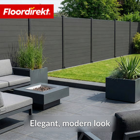 WPC Privacy Fence | Ponza | 180 x 180 cm | Modern Privacy & Wind Screen in Black with Aluminium Posts