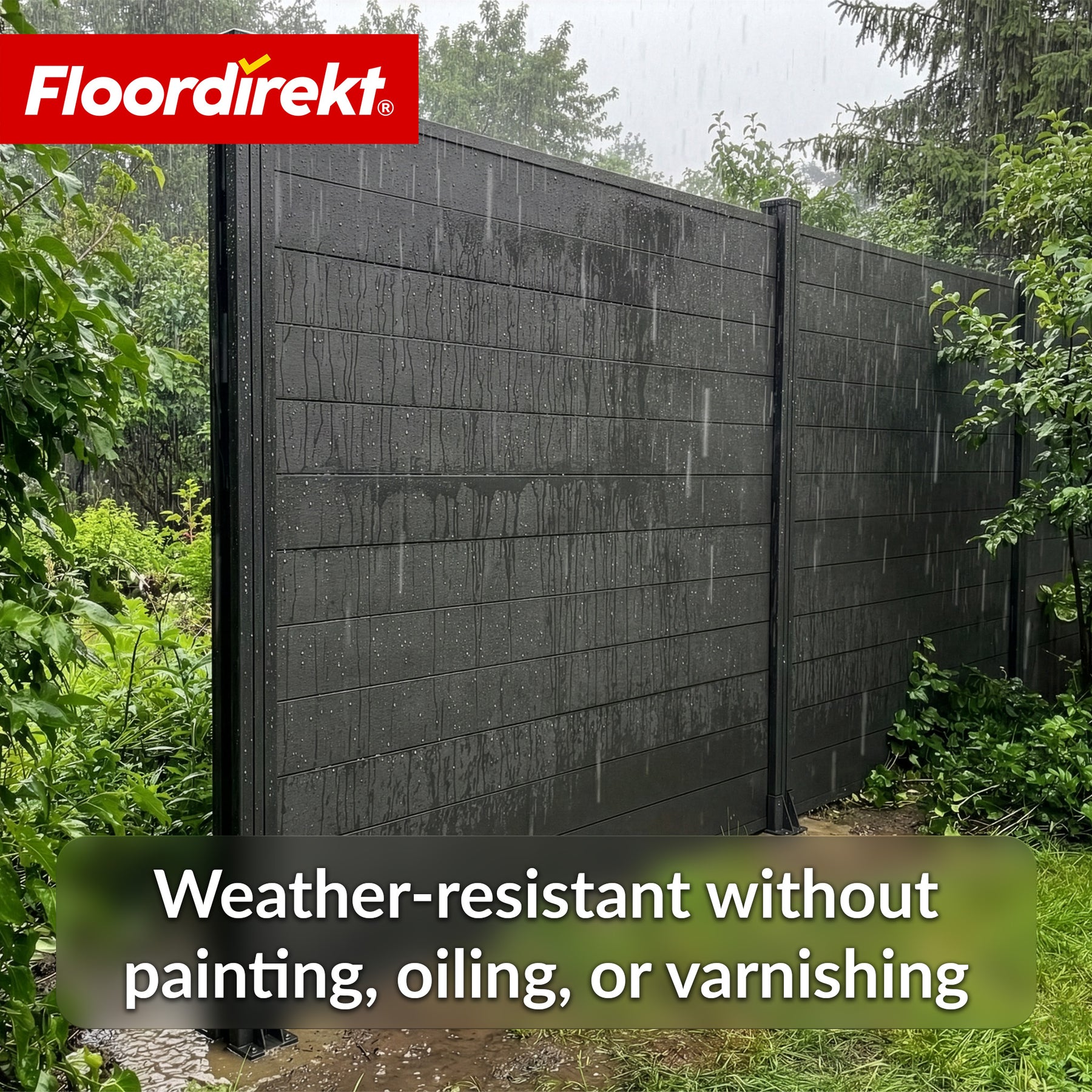 WPC Privacy Fence | Ponza | 180 x 180 cm | Modern Privacy & Wind Screen in Black with Aluminium Posts