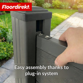 WPC Privacy Fence | Ponza | 180 x 180 cm | Modern Privacy & Wind Screen in Black with Aluminium Posts