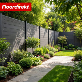 WPC Privacy Fence | Ponza | 180 x 180 cm | Modern Privacy & Wind Screen in Black with Aluminium Posts