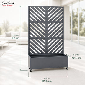 Planter with Trellis | Floris | Mobile Privacy Screen in Galvanised Steel | 119.5 × 40.6 × 185.5 cm