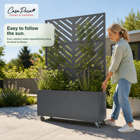 Planter with Trellis | Floris | Mobile Privacy Screen in Galvanised Steel | 119.5 × 40.6 × 185.5 cm
