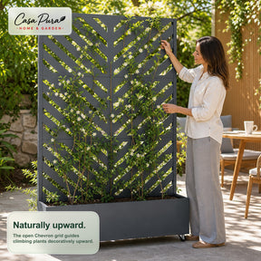 Planter with Trellis | Floris | Mobile Privacy Screen in Galvanised Steel | 119.5 × 40.6 × 185.5 cm
