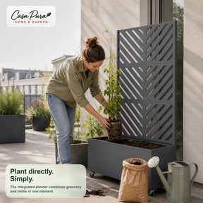 Planter with Trellis | Nora | Mobile Privacy Screen in Galvanised Steel | 107.5 × 40.6 × 185 cm