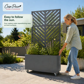 Planter with Trellis | Nora | Mobile Privacy Screen in Galvanised Steel | 107.5 × 40.6 × 185 cm
