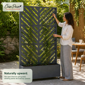 Planter with Trellis | Nora | Mobile Privacy Screen in Galvanised Steel | 107.5 × 40.6 × 185 cm
