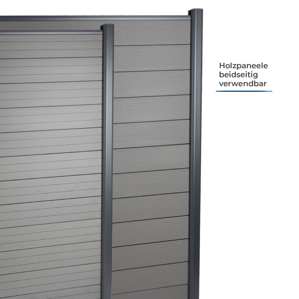 WPC Garden Fence System | Durable Privacy Screen | Grey | 180 x 180 cm