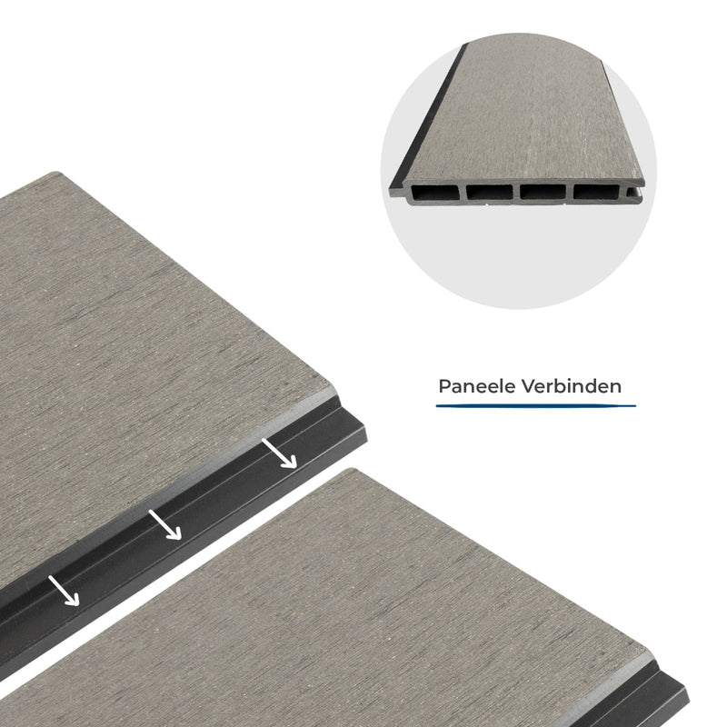 WPC Garden Fence System | Durable Privacy Screen | Grey | 180 x 180 cm