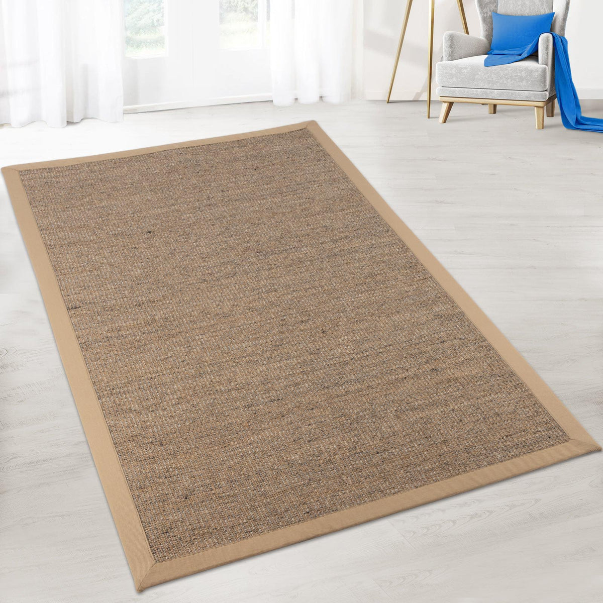 Sisal Rug Latex Backing Real Natural Fibres Wide Border — Floordirekt UK