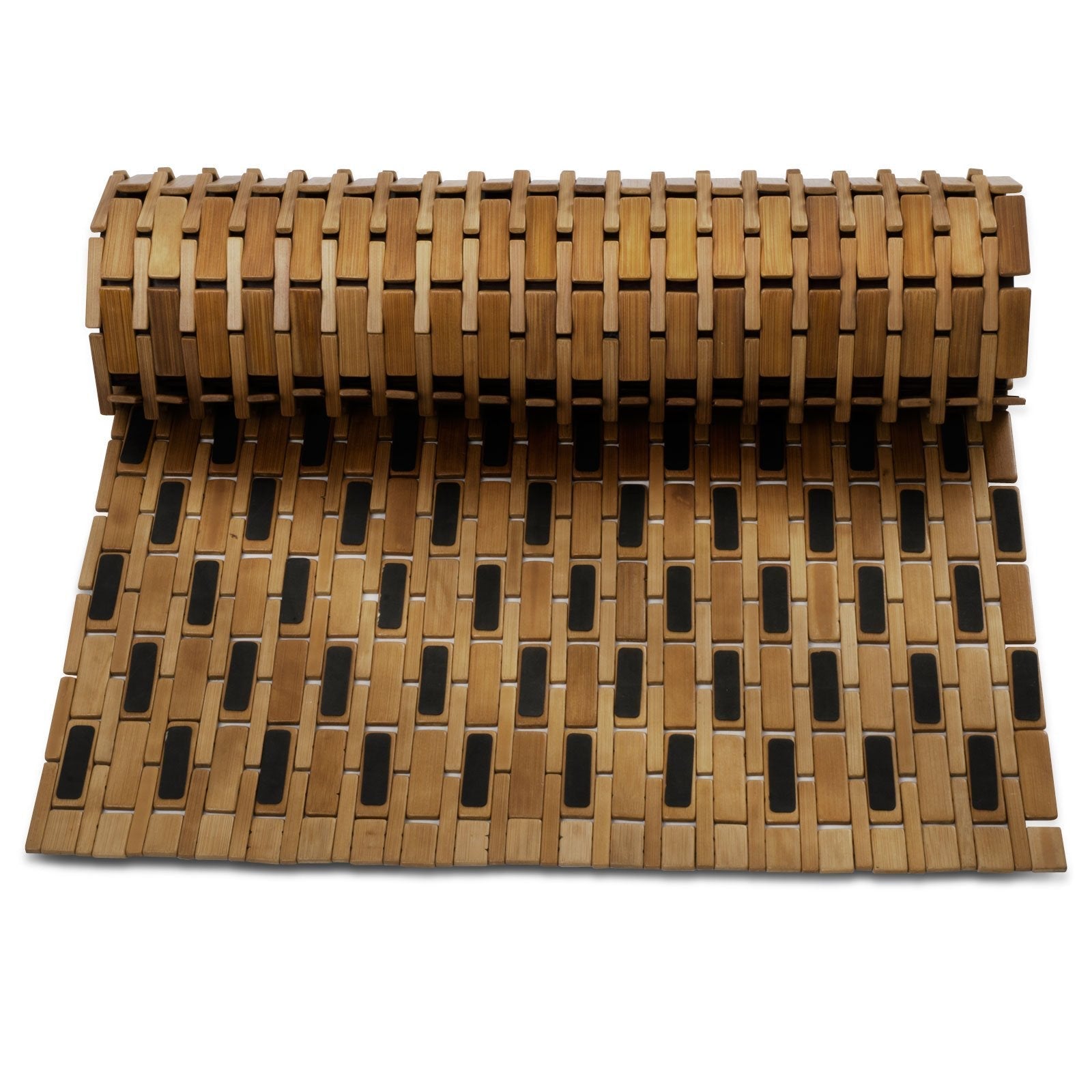 Bamboo Bath Mat | Mia | Rollable Non-slip Wooden Bath Mat | 60 x 90 cm ...