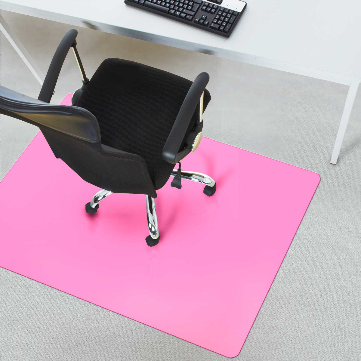 Chair Mat for Hard Floor, Colourful Pink Polypropylene Office Floo
