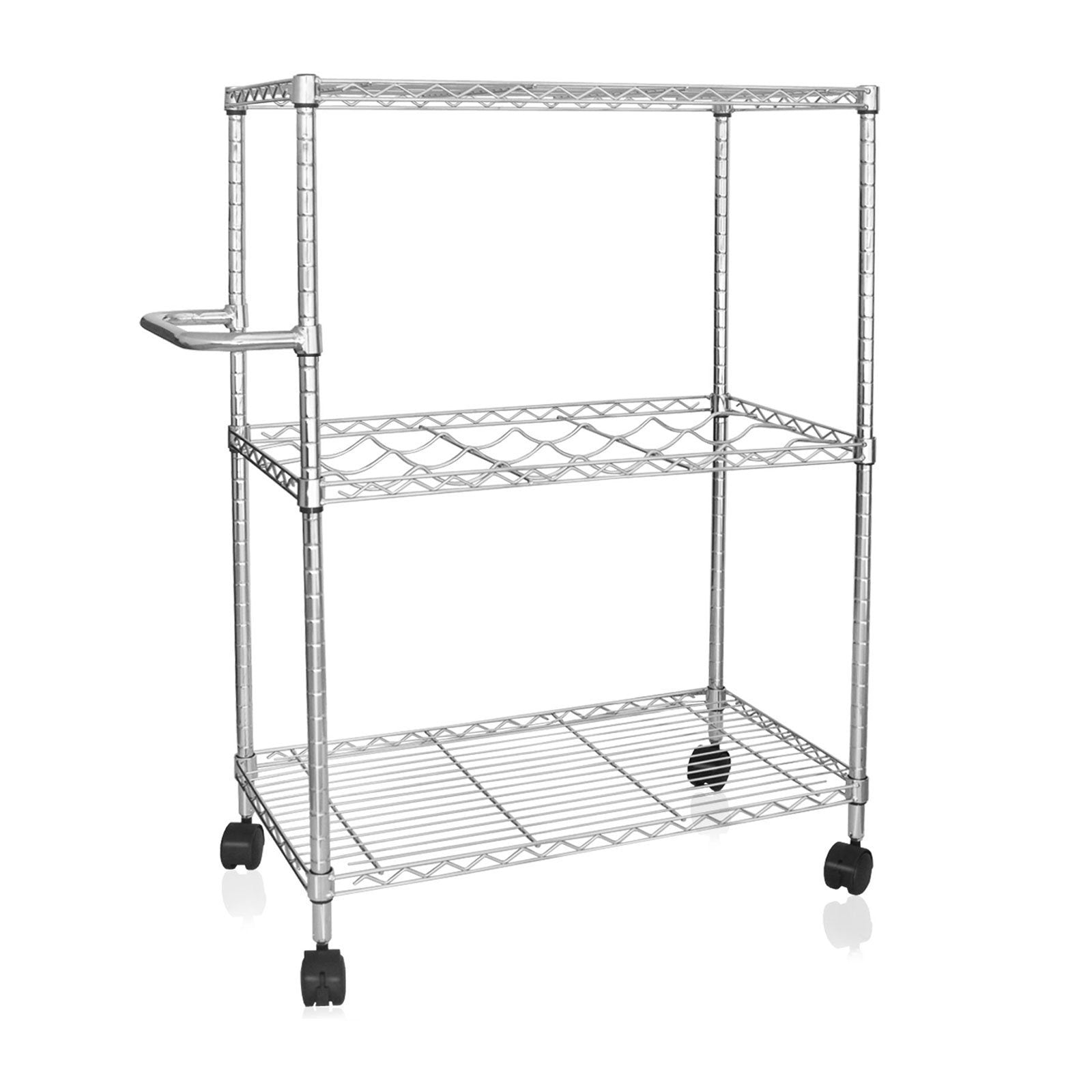 Metal Frame Kitchen Trolley Vigo Adjustable Shelves Castors 2