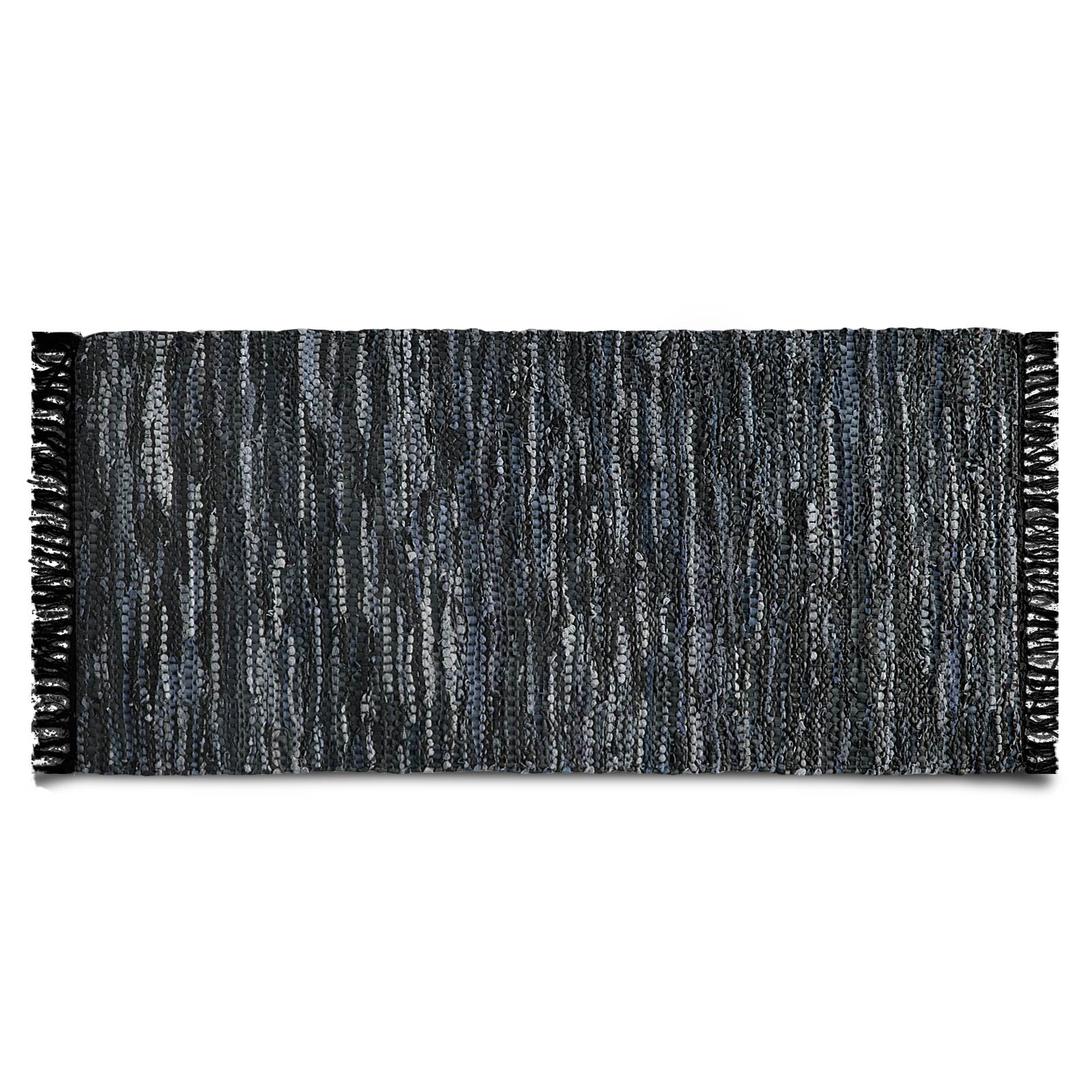 Leather Rug Derby Handwoven Dark Grey Hardwearing & Durable