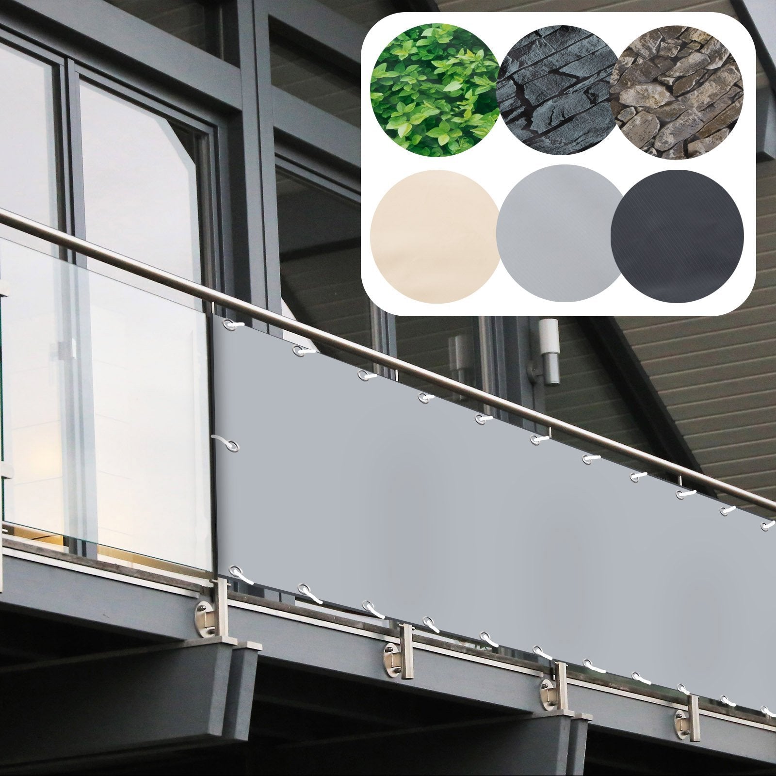 PVC Balcony Privacy Screen | 90 x 600 cm | Deco For Balcony Railing
