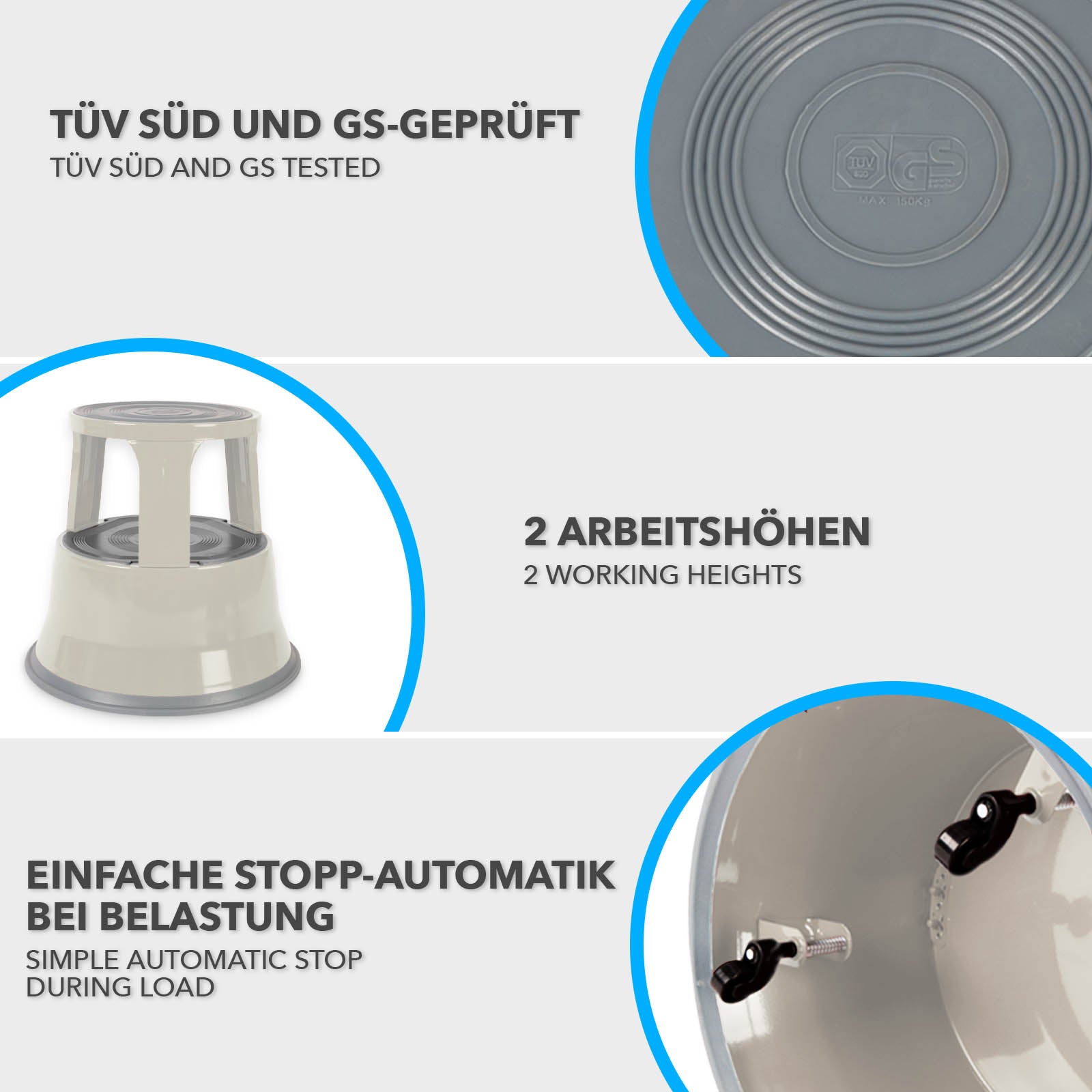 Rolling Step Stool | Retractable Castors | Steel | For Office Or Comme ...